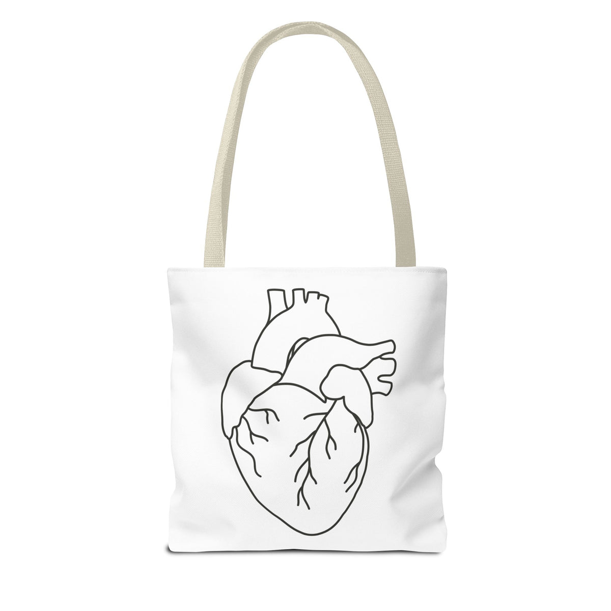 Anatomical Heart Tote Bag — Minimal Line Art Medical Shopper