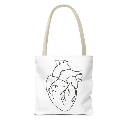 Anatomical Heart Tote Bag — Minimal Line Art Medical Shopper