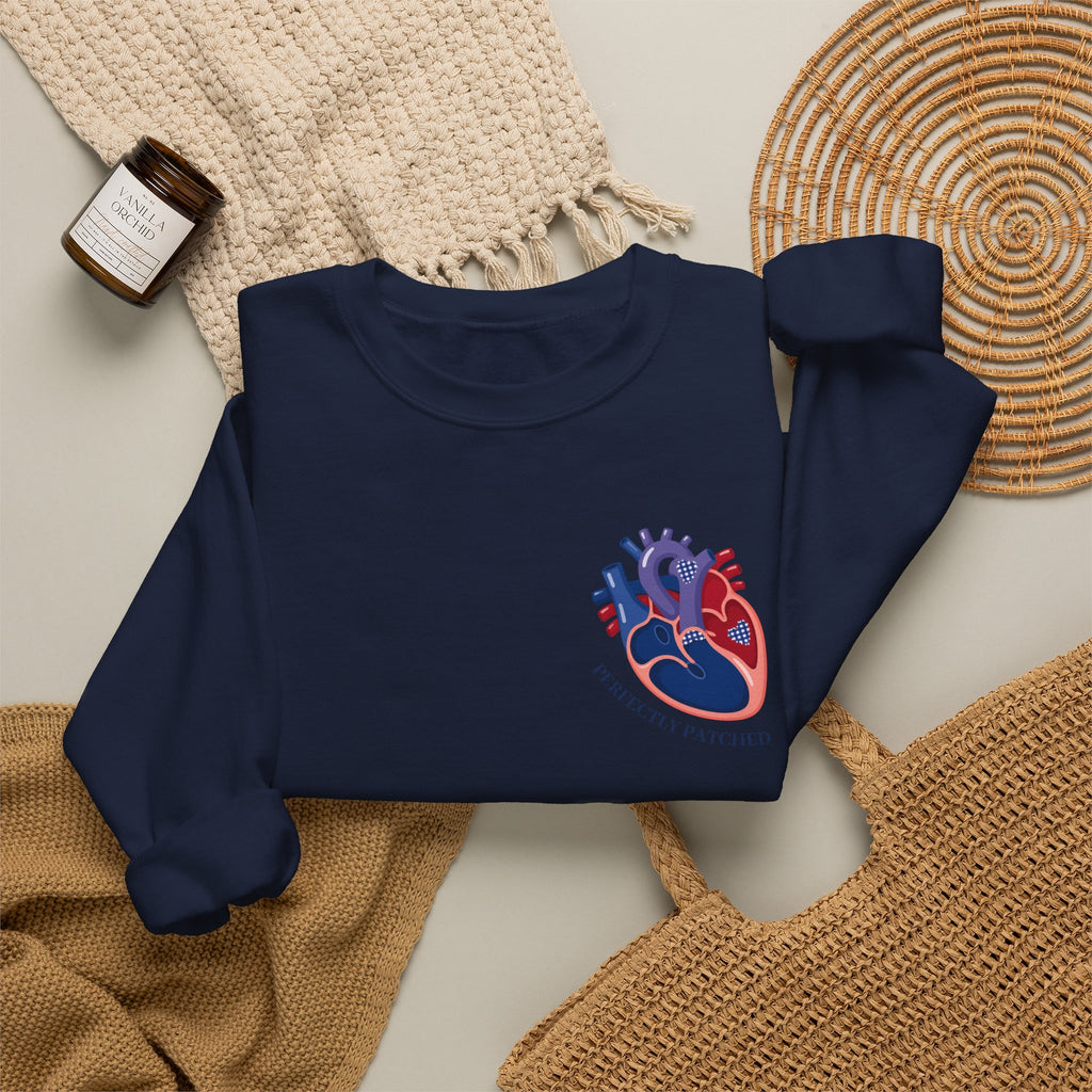 Anatomical Heart Crewneck Sweatshirt — Red & Blue Heart Design
