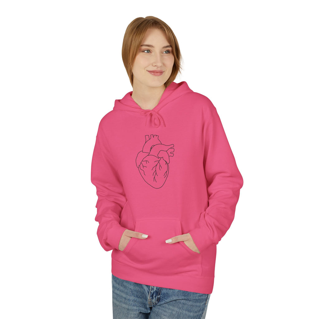 Minimal Anatomical Heart Hoodie — Line Art Medical Heart Pullover