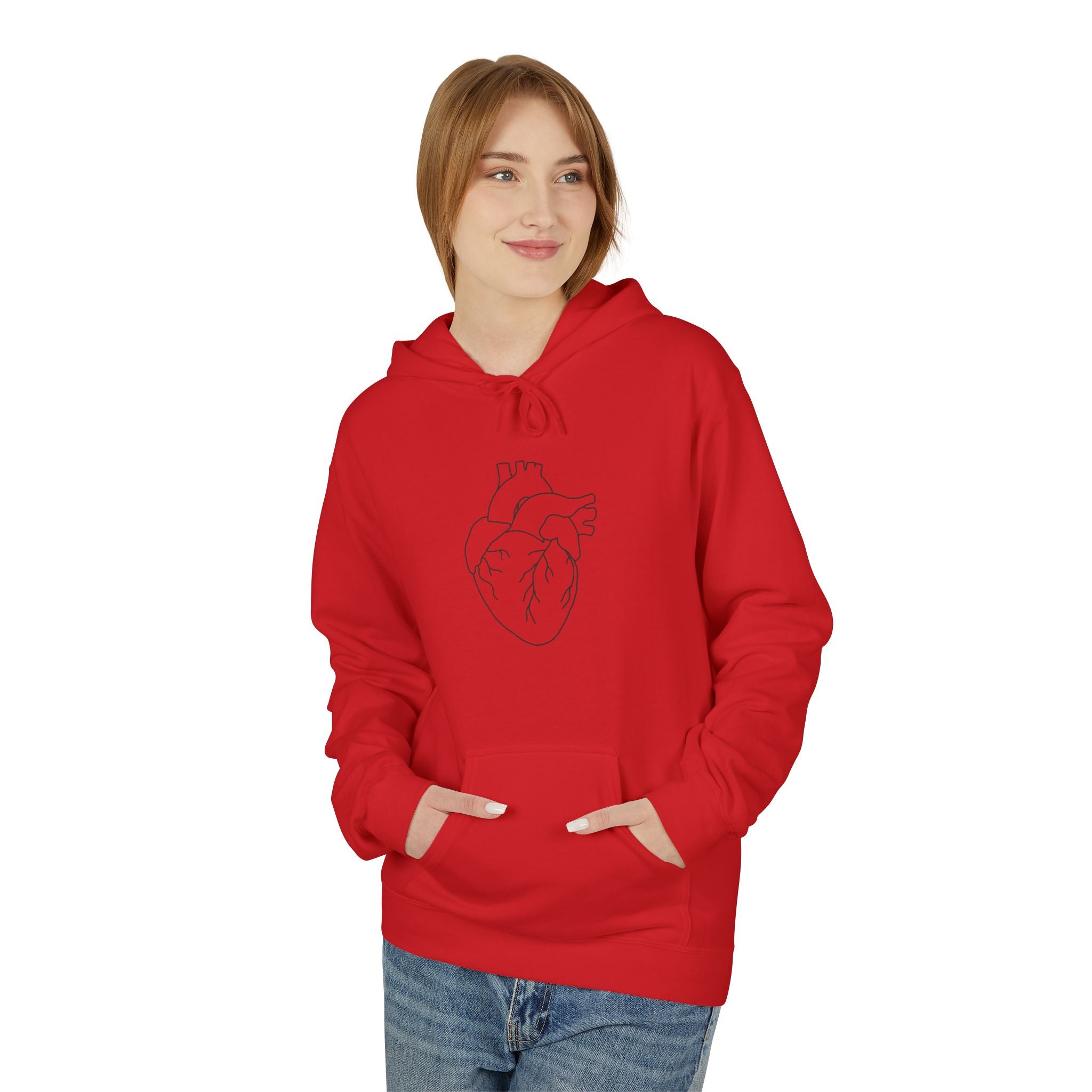 Minimal Anatomical Heart Hoodie — Line Art Medical Heart Pullover