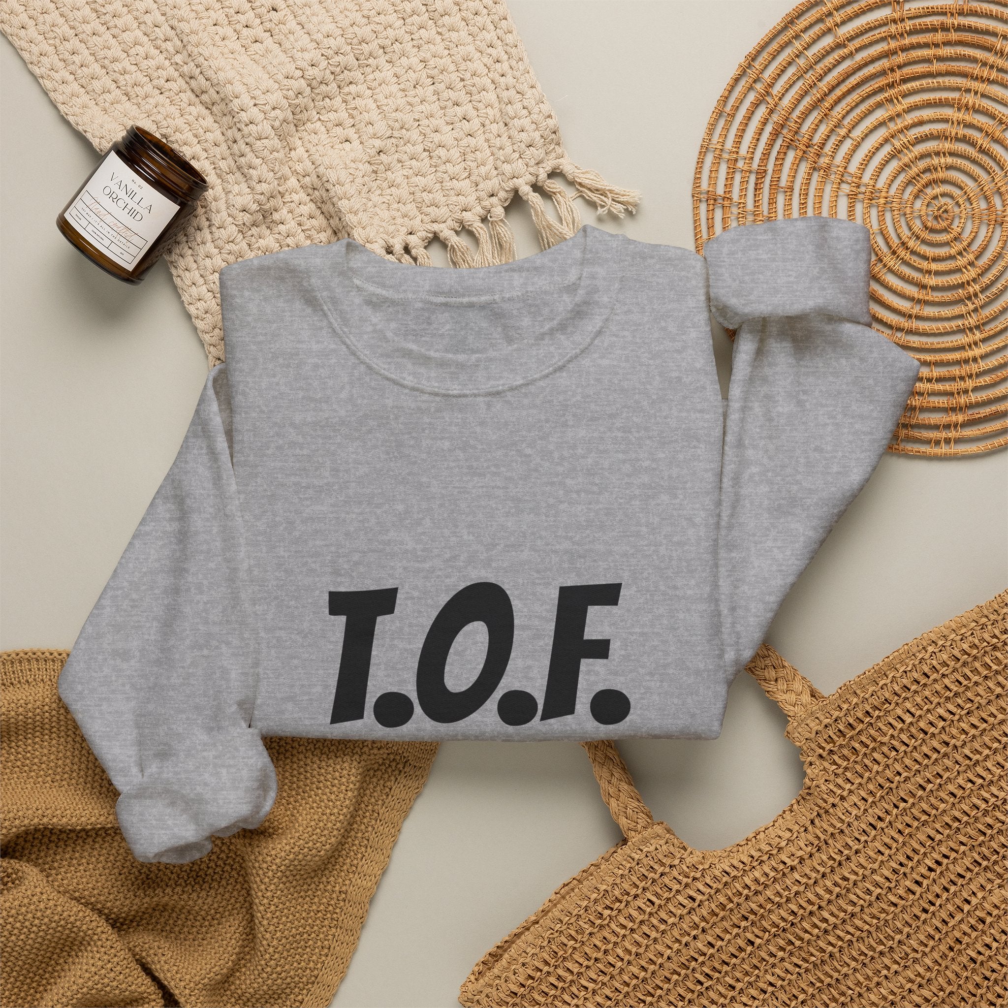 T.O.F. Tough Crewneck Sweatshirt — Minimal Heart Graphic