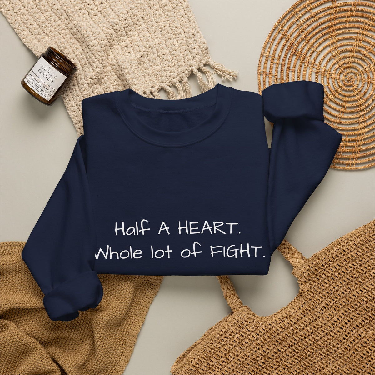 Half a Heart Crewneck Sweatshirt — HLHS awareness