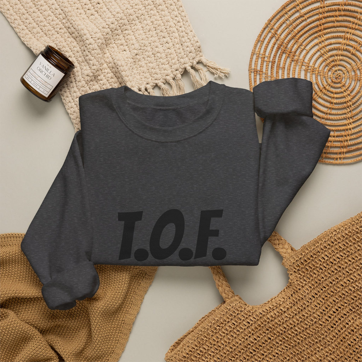 T.O.F. Tough Crewneck Sweatshirt — Minimal Heart Graphic
