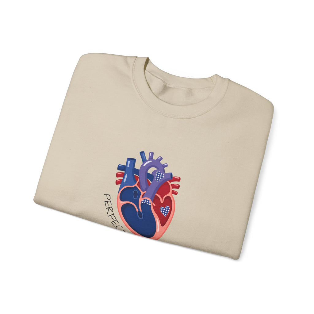 Crewneck Sweatshirt — 'Perfectly Patched' Anatomical Heart Graphic