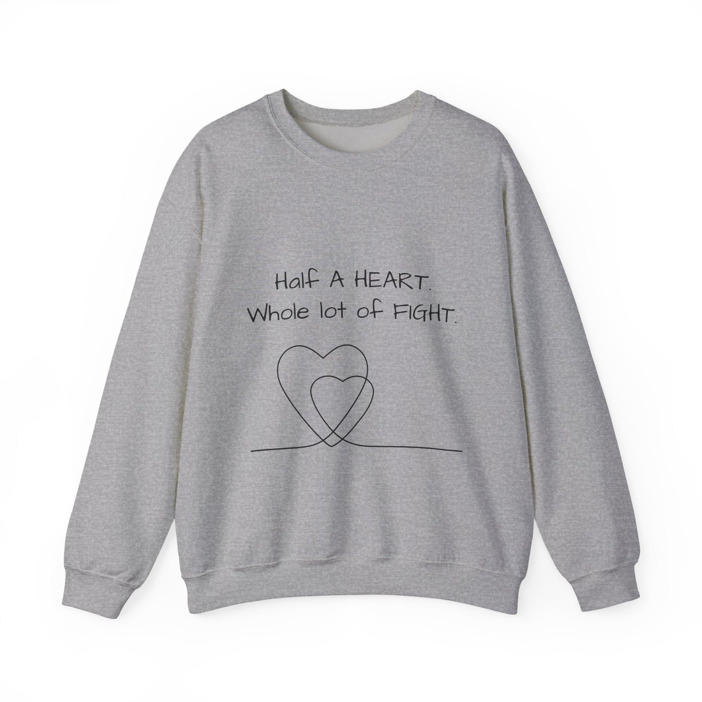 Half a Heart Crewneck Sweatshirt — HLHS awareness