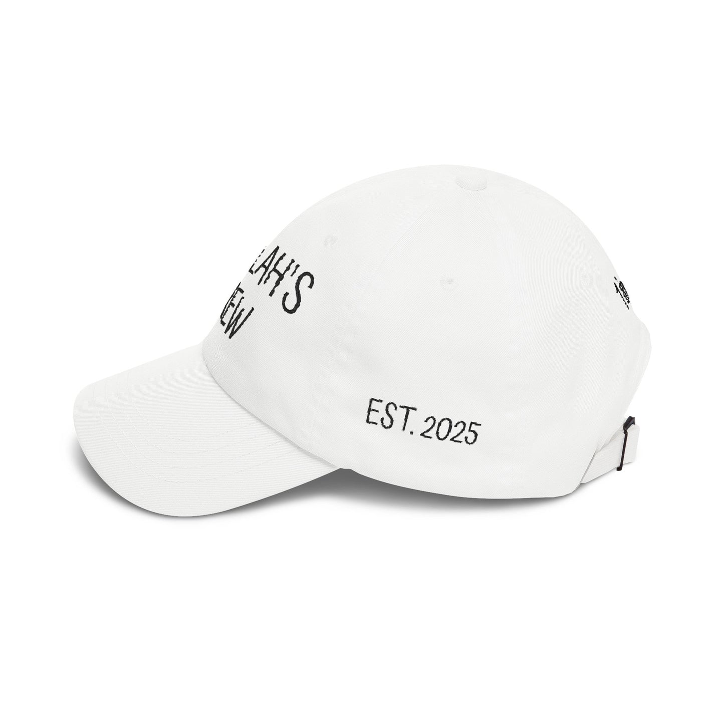 Delilah's Crew Embroidered Dad Cap — Personalized White Baseball Hat ("1 in 100" Back)
