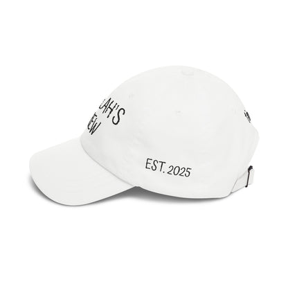 Delilah's Crew Embroidered Dad Cap — Personalized White Baseball Hat ("1 in 100" Back)