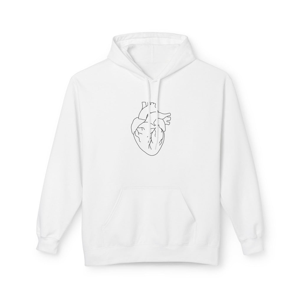 Minimal Anatomical Heart Hoodie — Line Art Medical Heart Pullover