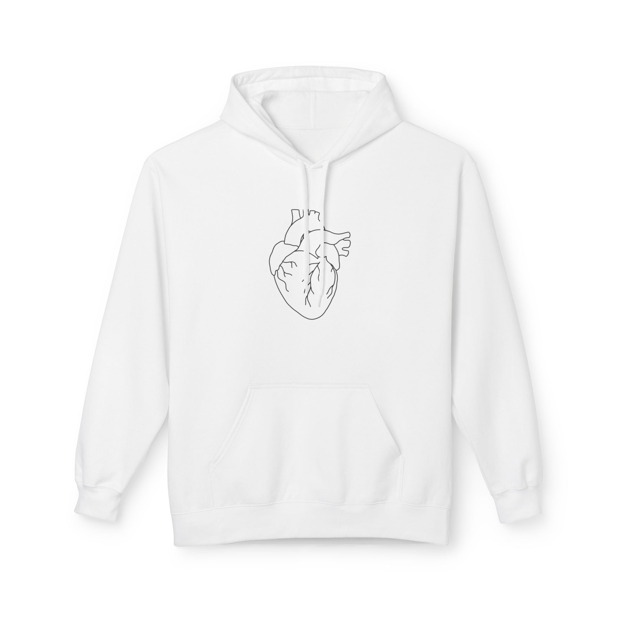 Minimal Anatomical Heart Hoodie — Line Art Medical Heart Pullover