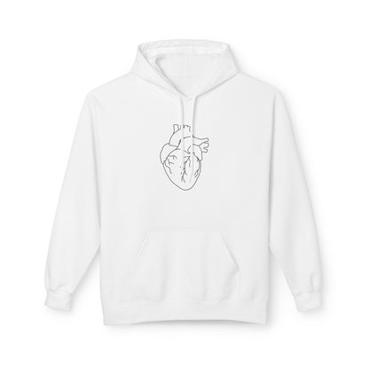Minimal Anatomical Heart Hoodie — Line Art Medical Heart Pullover