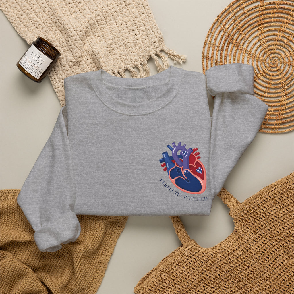 Anatomical Heart Crewneck Sweatshirt — Red & Blue Heart Design