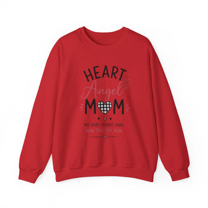 Sweatshirt — "Heart Angel Mom" Memorial Crewneck for Grieving Mothers