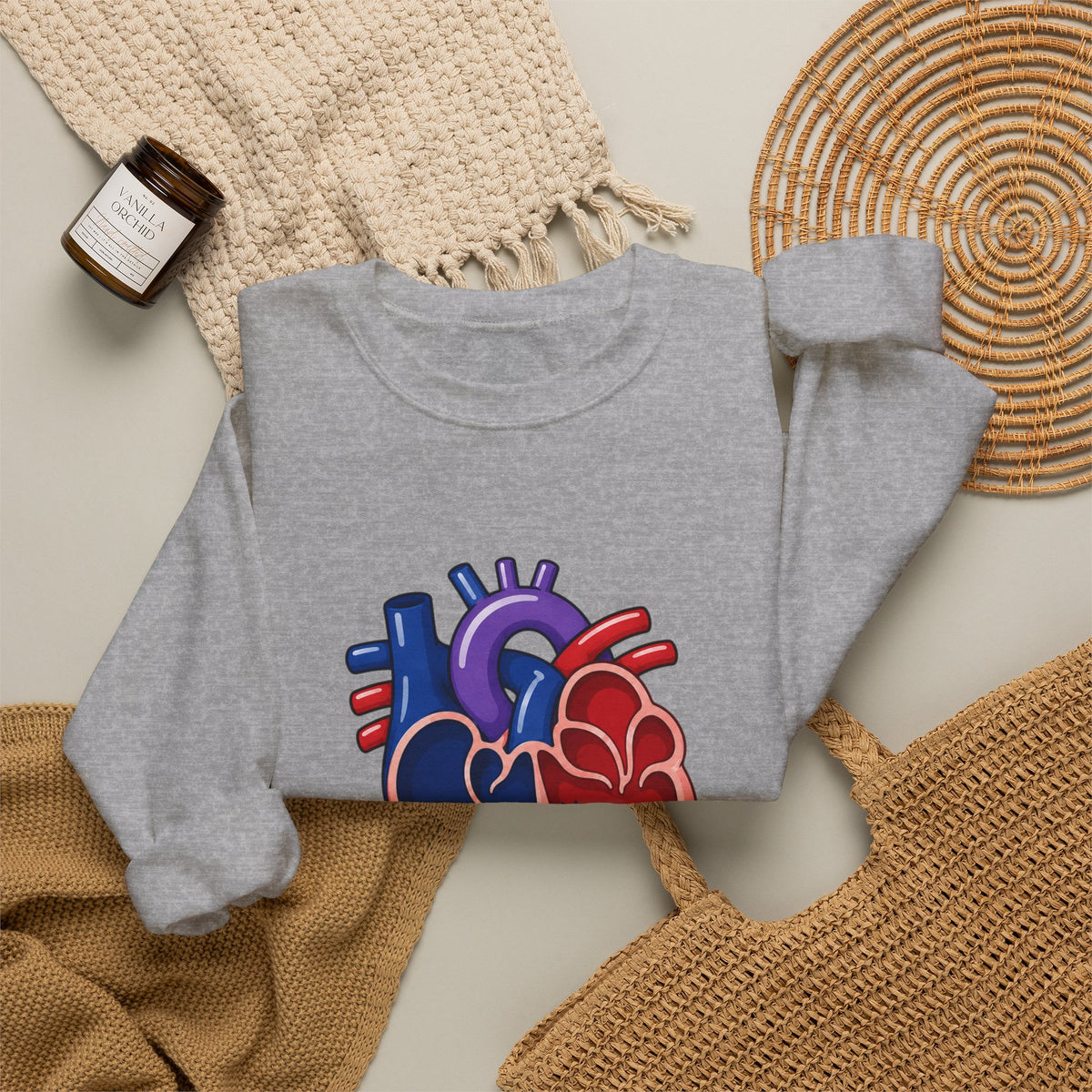 Bivent Heart Anatomy Sweatshirt — Bi Pride ‘Two Sides, One Strong Heart’ Crewneck