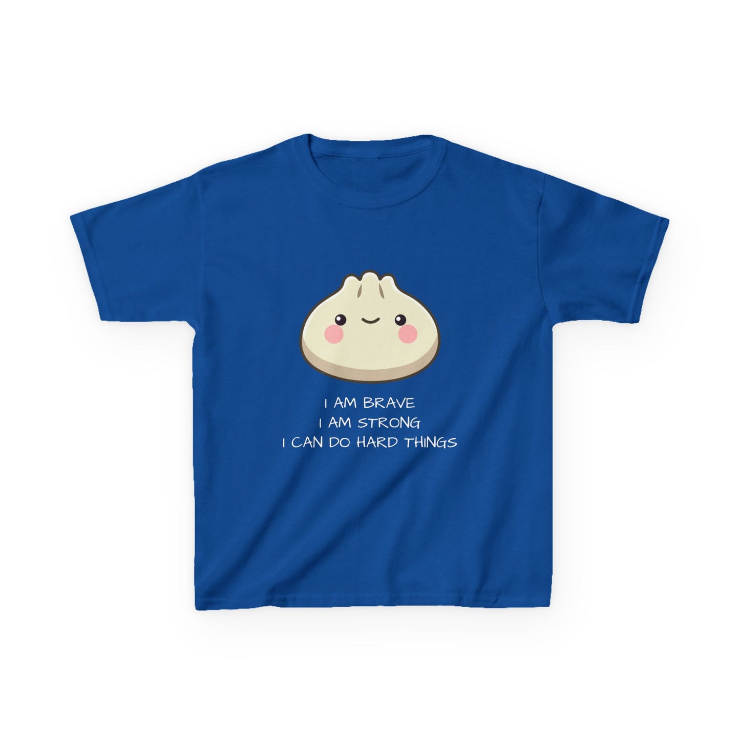 Marlee's Kids Tee — Cute Dumpling Graphic with 'I Am Brave, I Am Strong' Affirmation