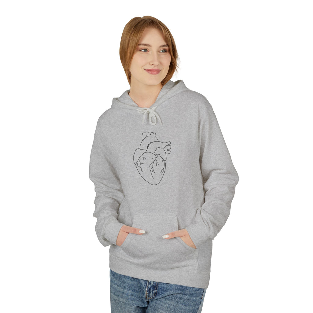 Minimal Anatomical Heart Hoodie — Line Art Medical Heart Pullover