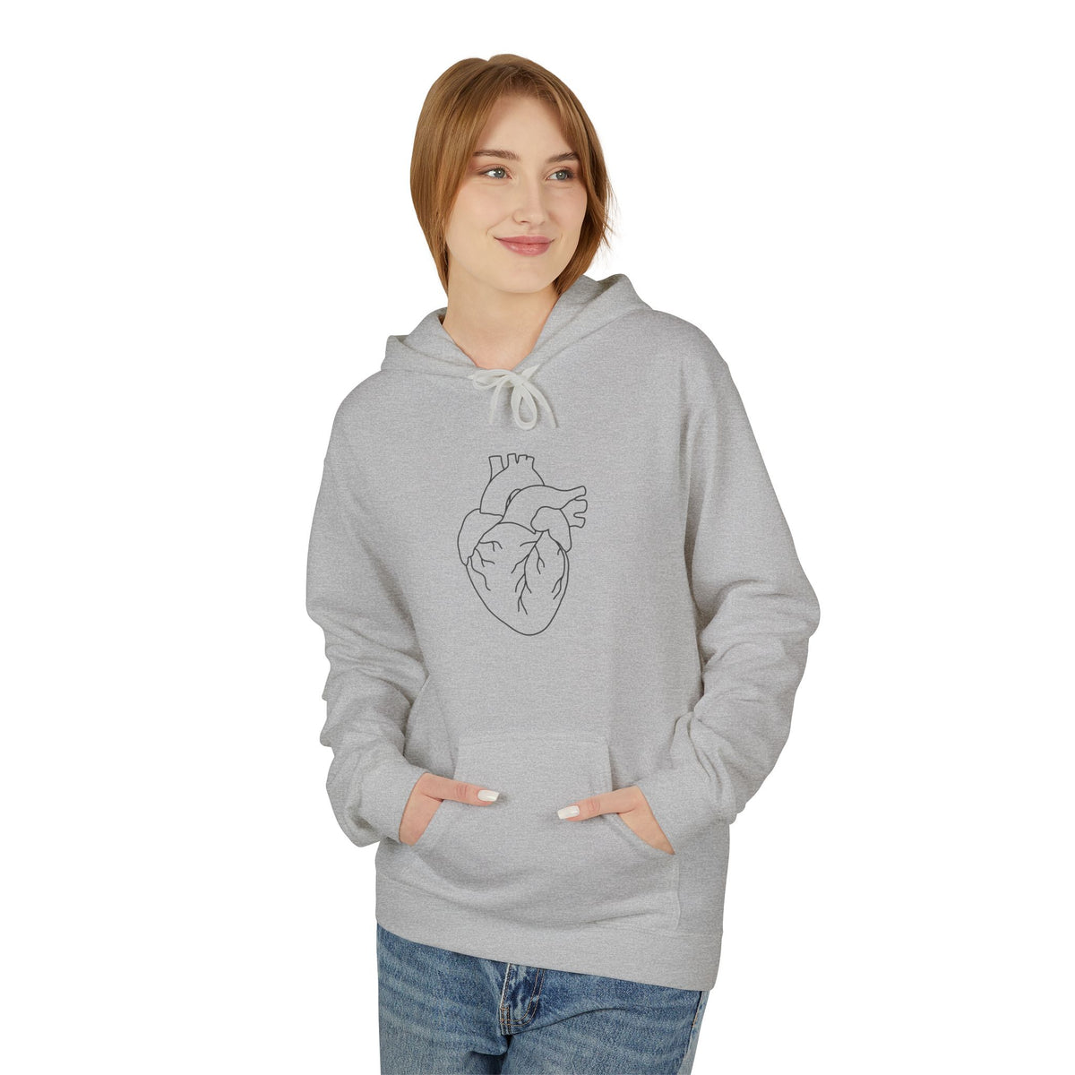Minimal Anatomical Heart Hoodie — Line Art Medical Heart Pullover