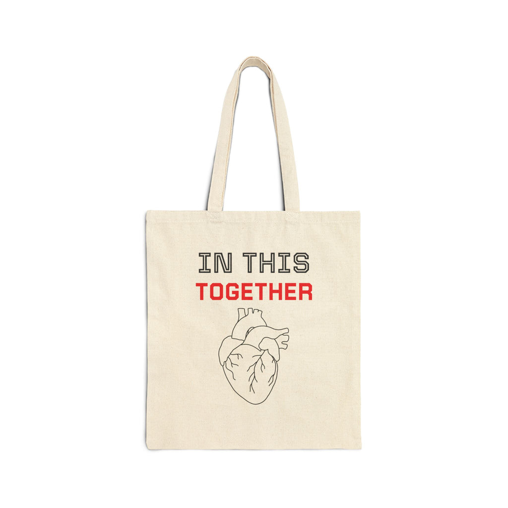 In This Together Tote Bag – Heart Illustration Cotton Canvas Grocery & Everyday Tote