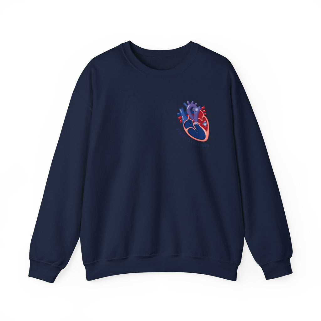 Anatomical Heart Crewneck Sweatshirt — Red & Blue Heart Design