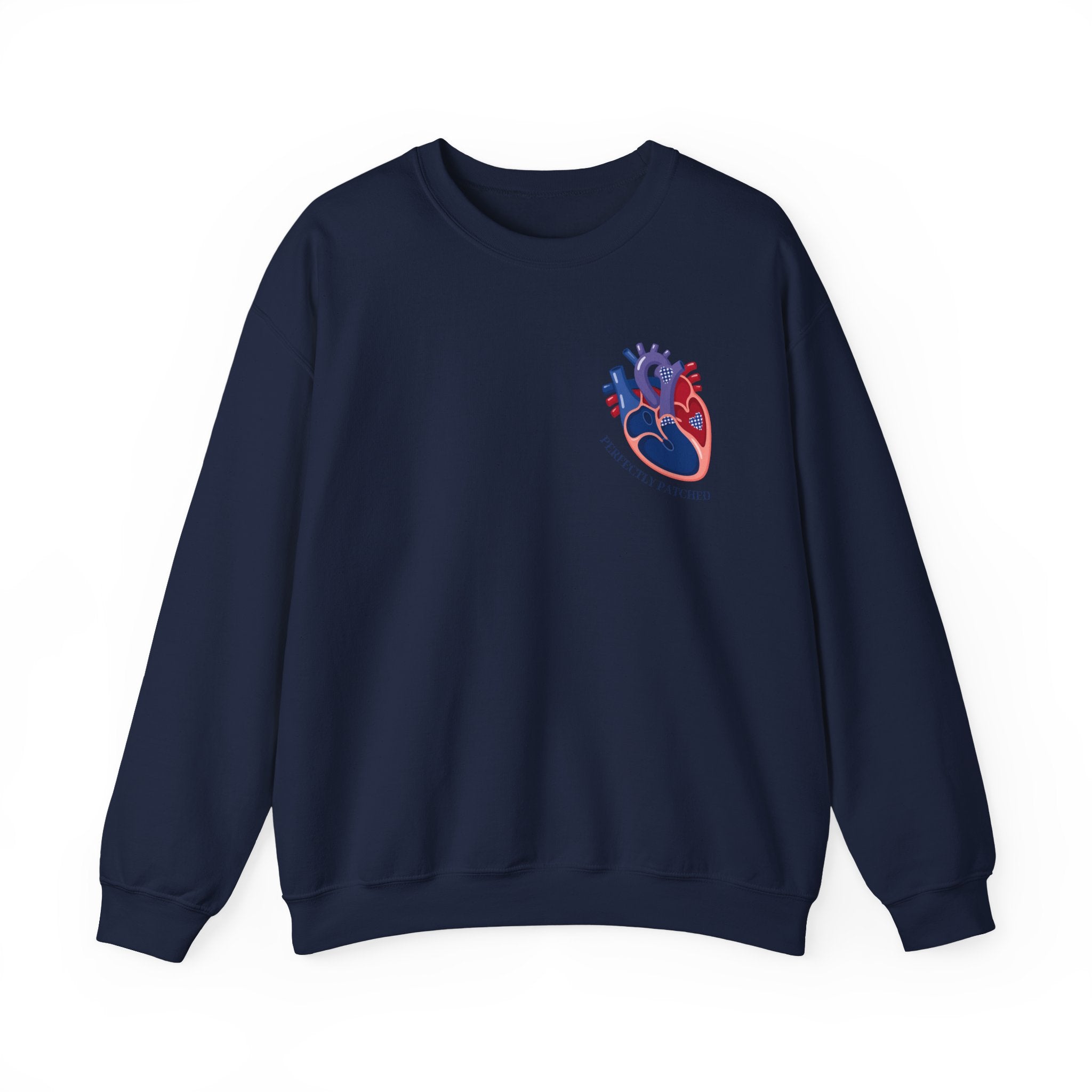 Anatomical Heart Crewneck Sweatshirt — Red & Blue Heart Design