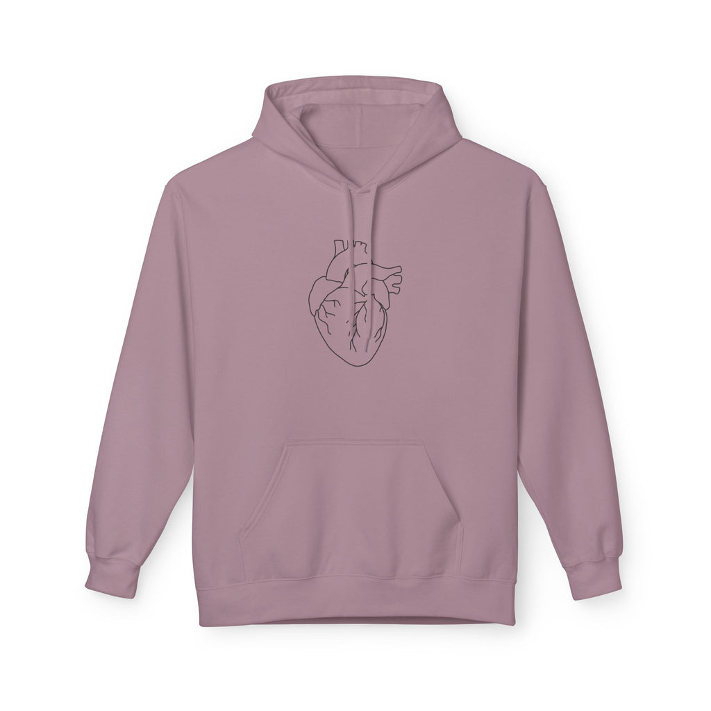 Minimal Anatomical Heart Hoodie — Line Art Medical Heart Pullover