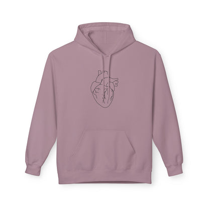 Minimal Anatomical Heart Hoodie — Line Art Medical Heart Pullover