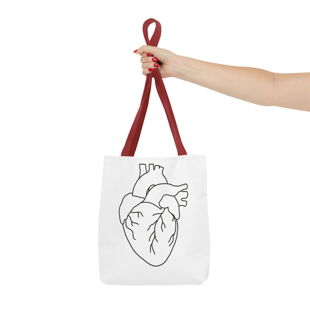 Anatomical Heart Tote Bag — Minimal Line Art Medical Shopper