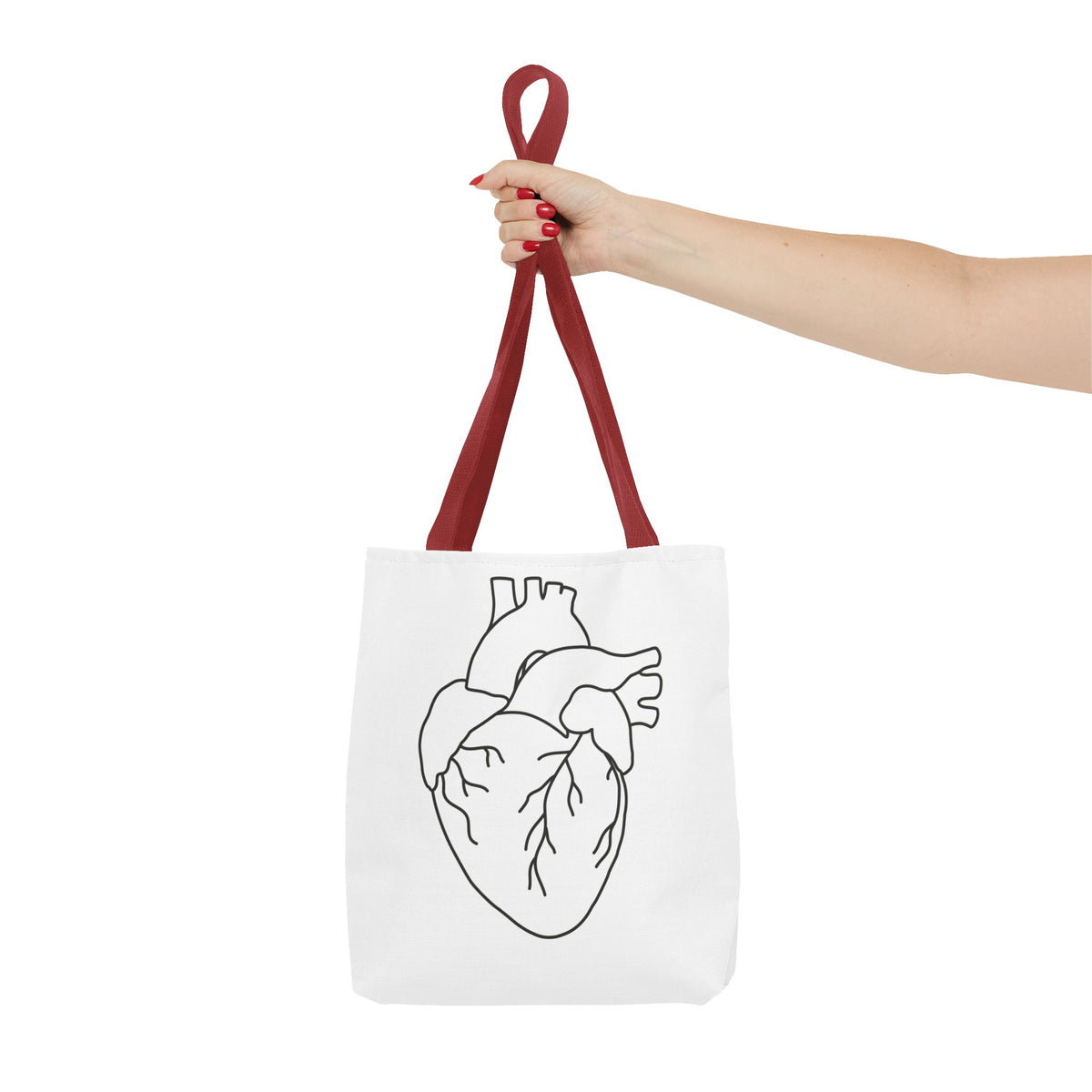 Anatomical Heart Tote Bag — Minimal Line Art Medical Shopper