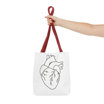 Anatomical Heart Tote Bag — Minimal Line Art Medical Shopper