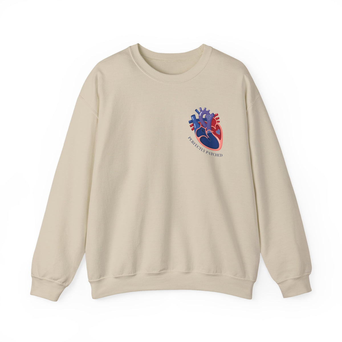 Anatomical Heart Crewneck Sweatshirt — Red & Blue Heart Design
