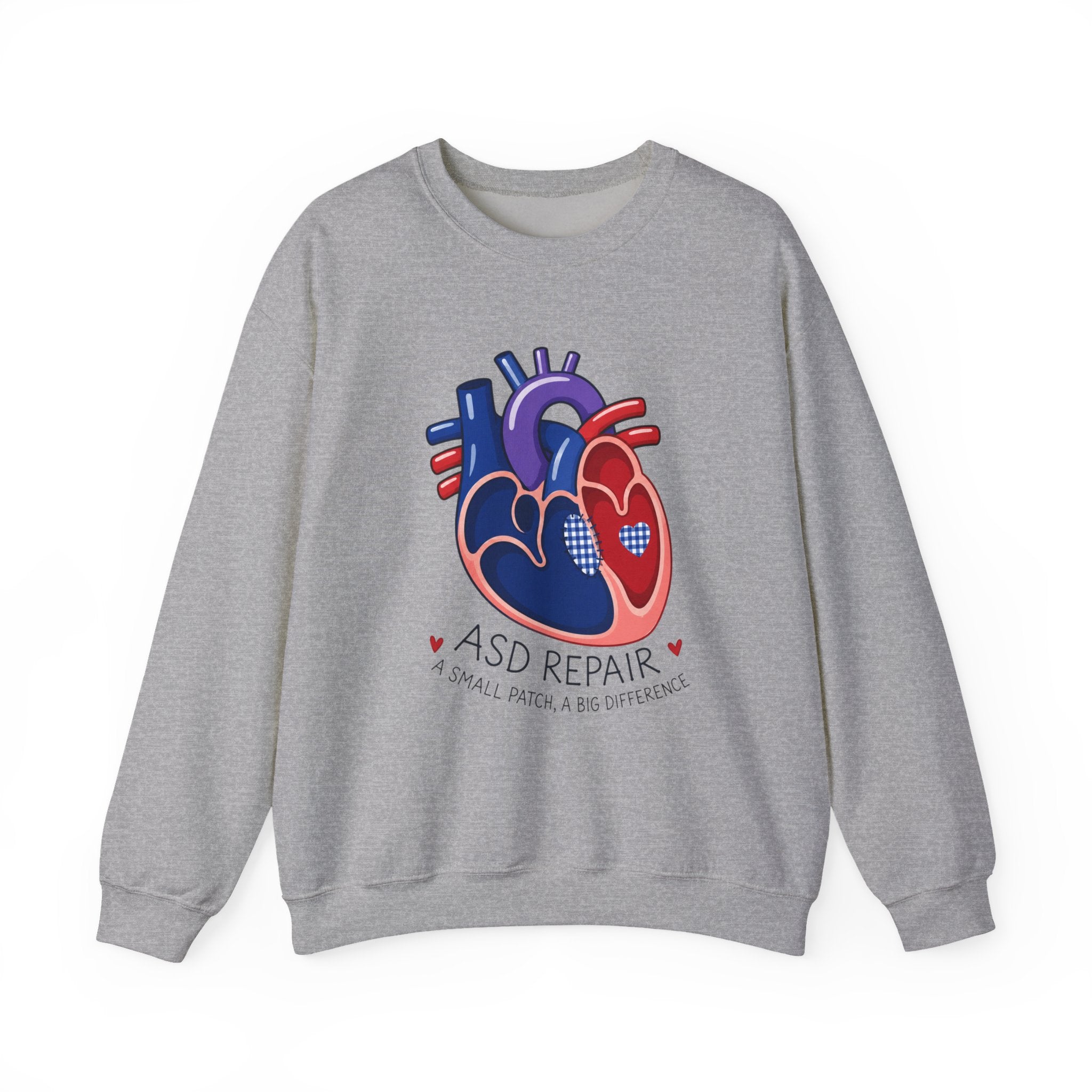 ASD Repair Heart Crewneck Sweatshirt — Autism Support Anatomical Heart Design