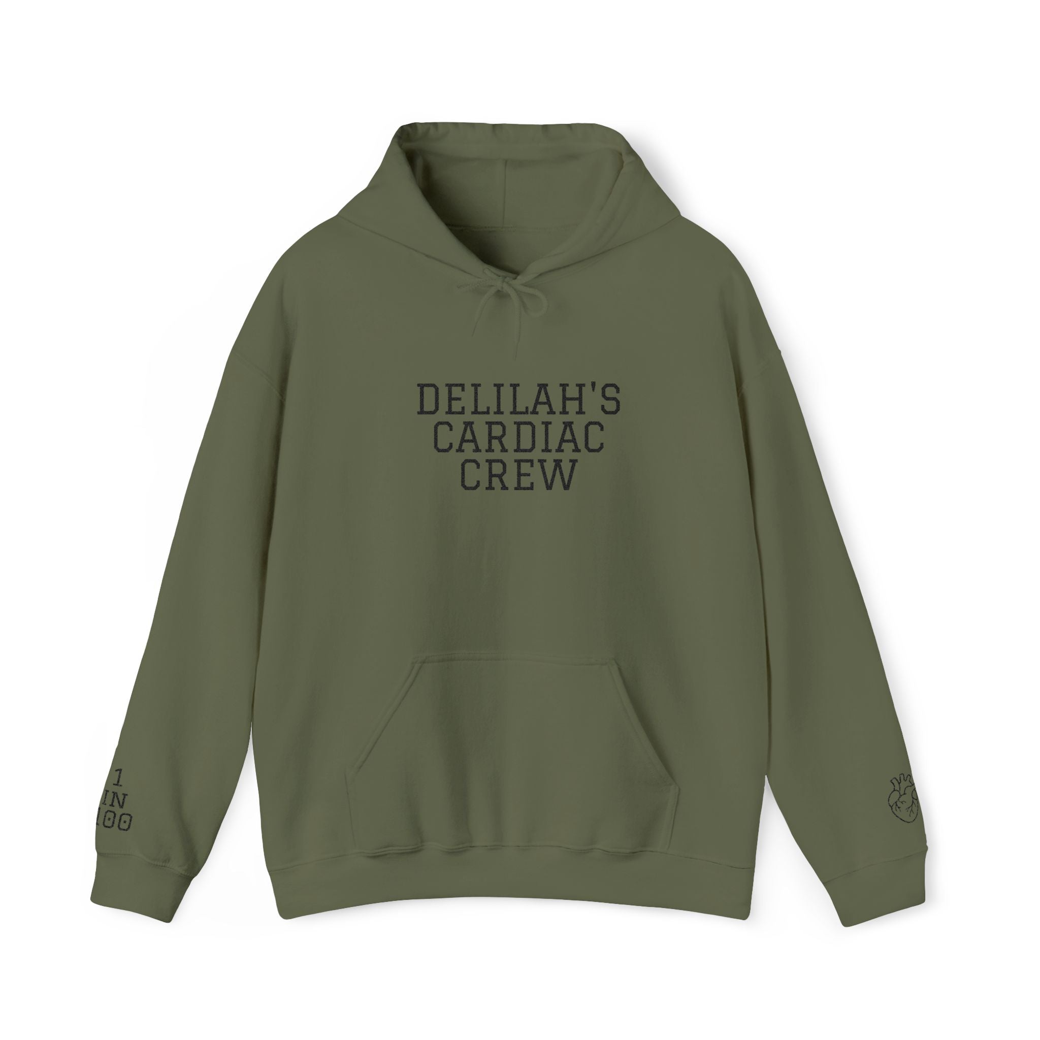 Delilah’s Cardiac Crew Hoodie — Personalized Heart Health Awareness Pullover