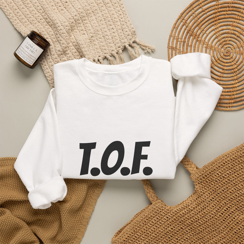 T.O.F. Tough Crewneck Sweatshirt — Minimal Heart Graphic