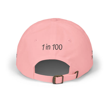 Delilah's Crew Embroidered Dad Cap — Personalized White Baseball Hat ("1 in 100" Back)