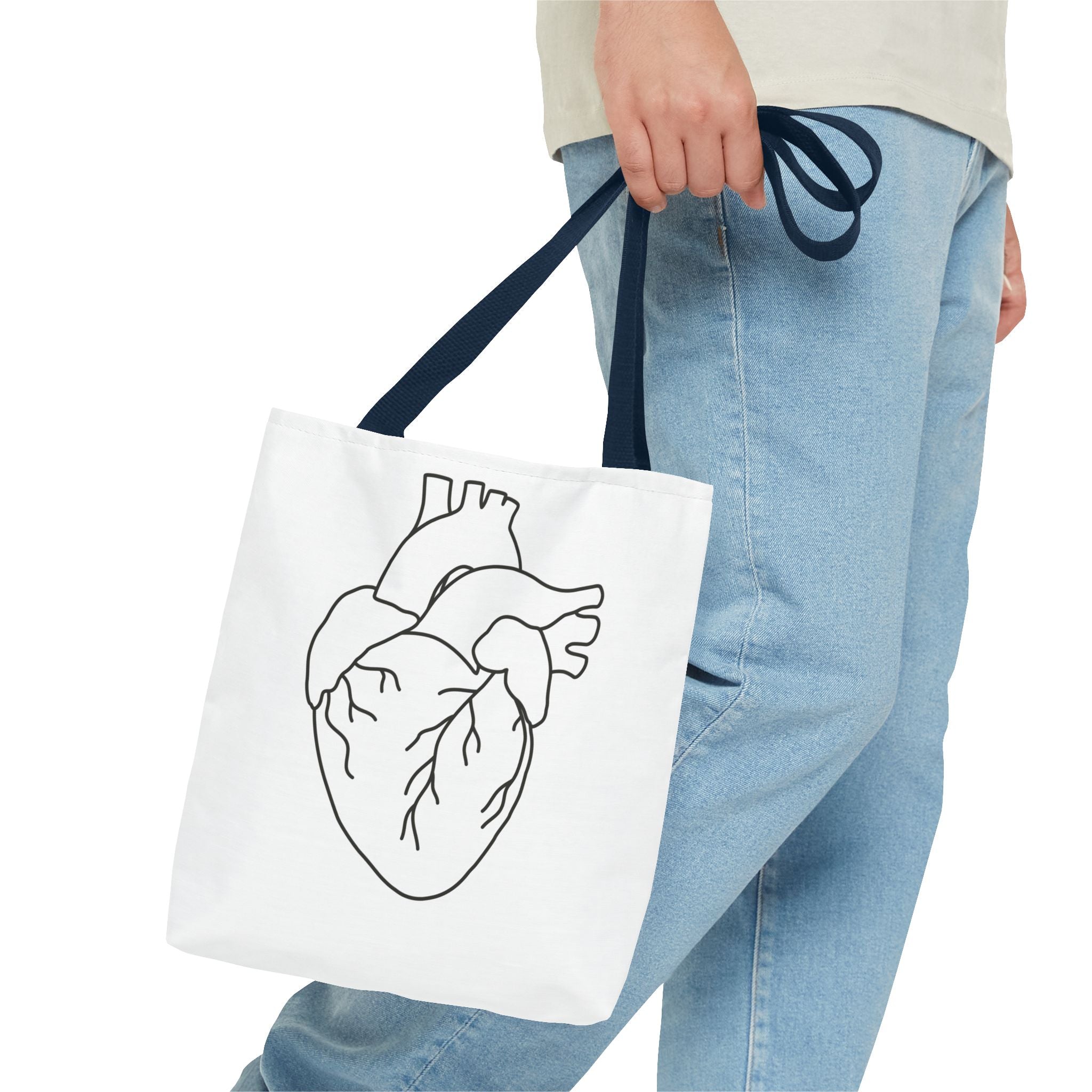 Anatomical Heart Tote Bag — Minimal Line Art Medical Shopper