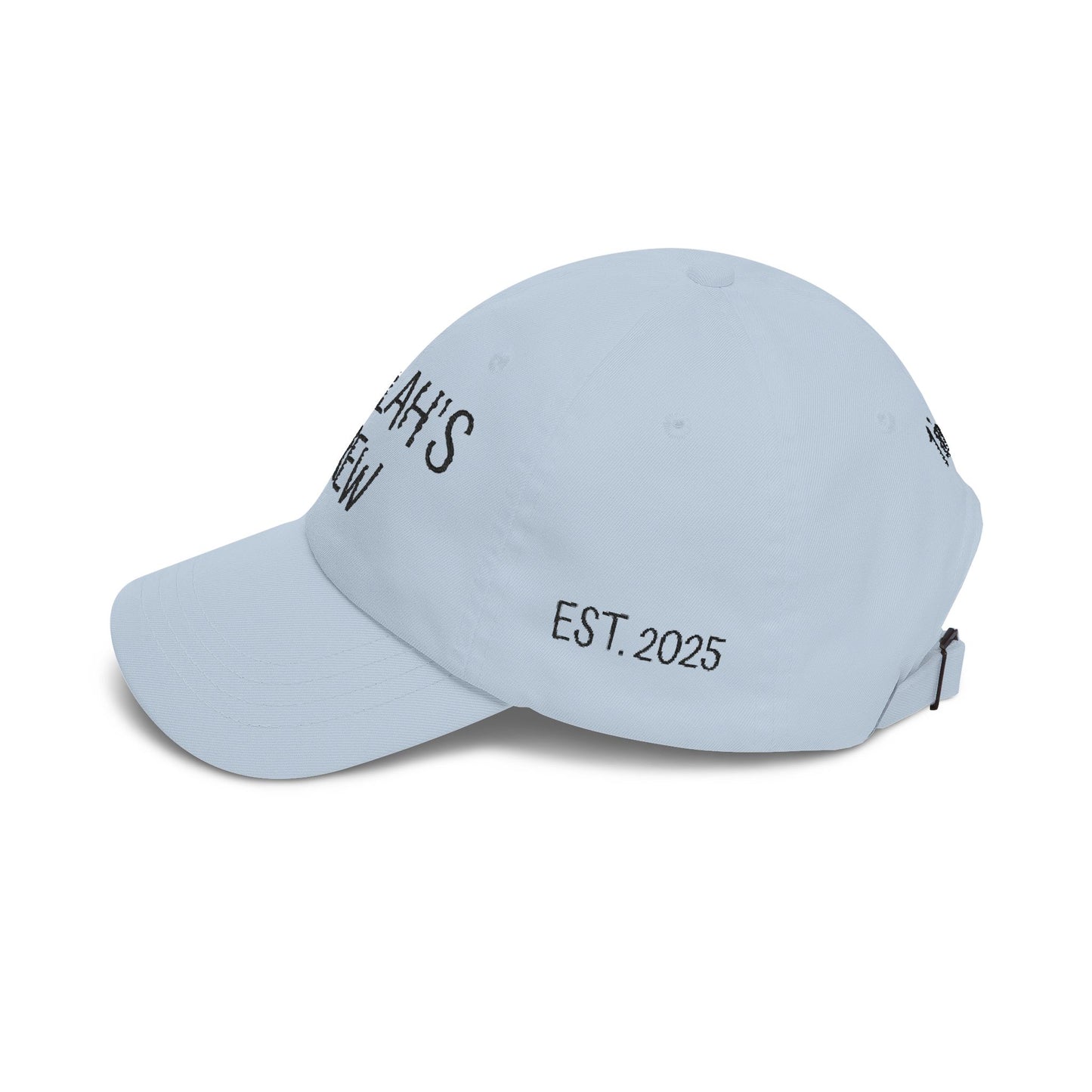 Delilah's Crew Embroidered Dad Cap — Personalized White Baseball Hat ("1 in 100" Back)