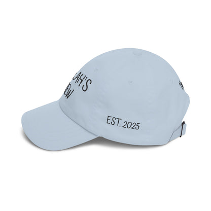 Delilah's Crew Embroidered Dad Cap — Personalized White Baseball Hat ("1 in 100" Back)