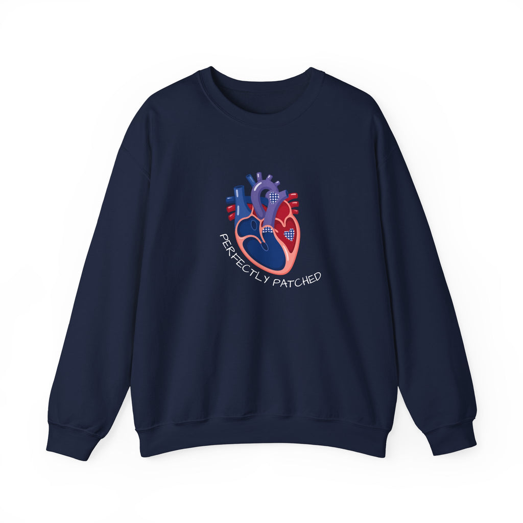 Crewneck Sweatshirt — 'Perfectly Patched' Anatomical Heart Graphic