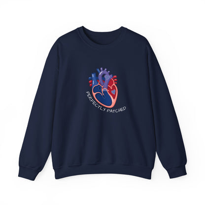 Crewneck Sweatshirt — 'Perfectly Patched' Anatomical Heart Graphic
