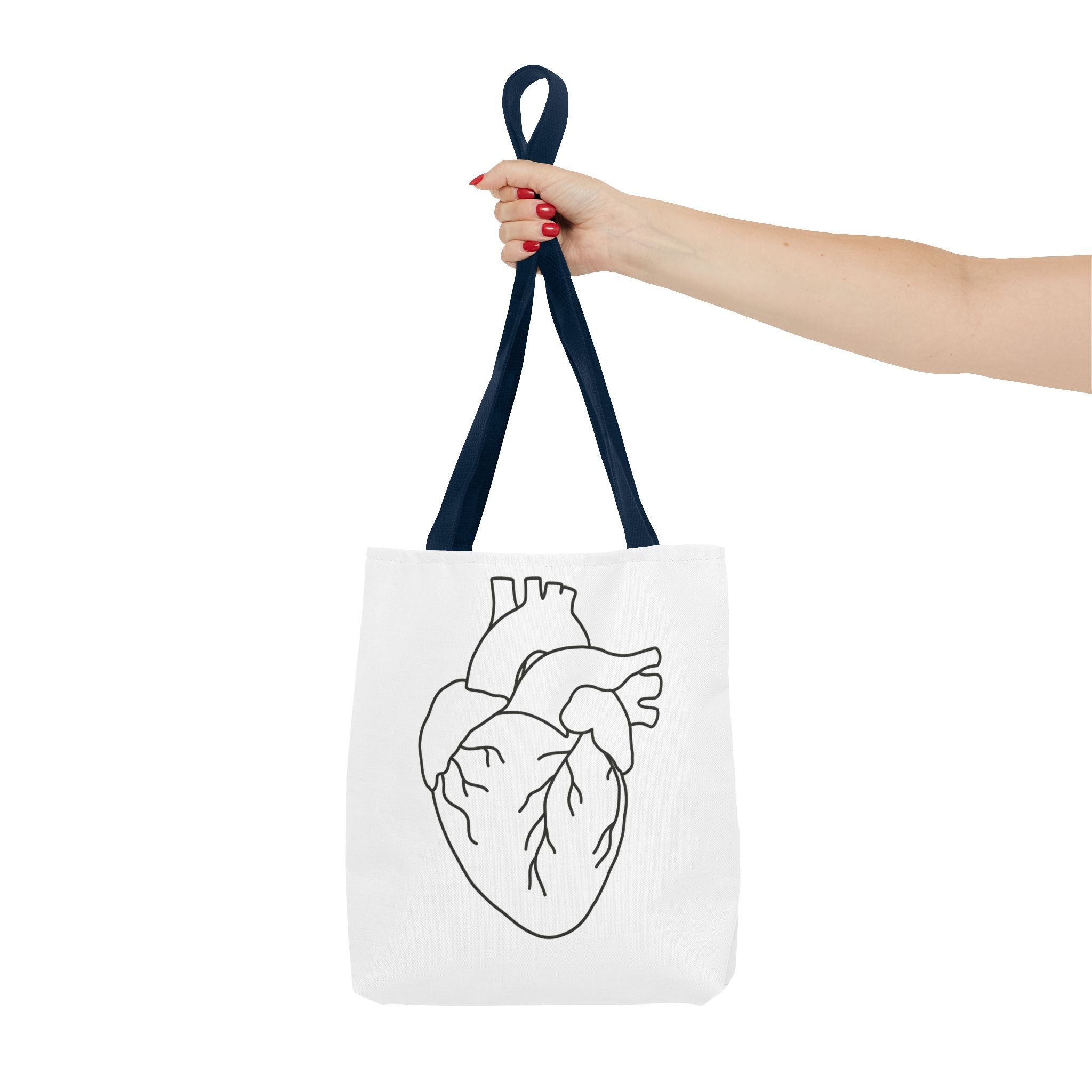 Anatomical Heart Tote Bag — Minimal Line Art Medical Shopper