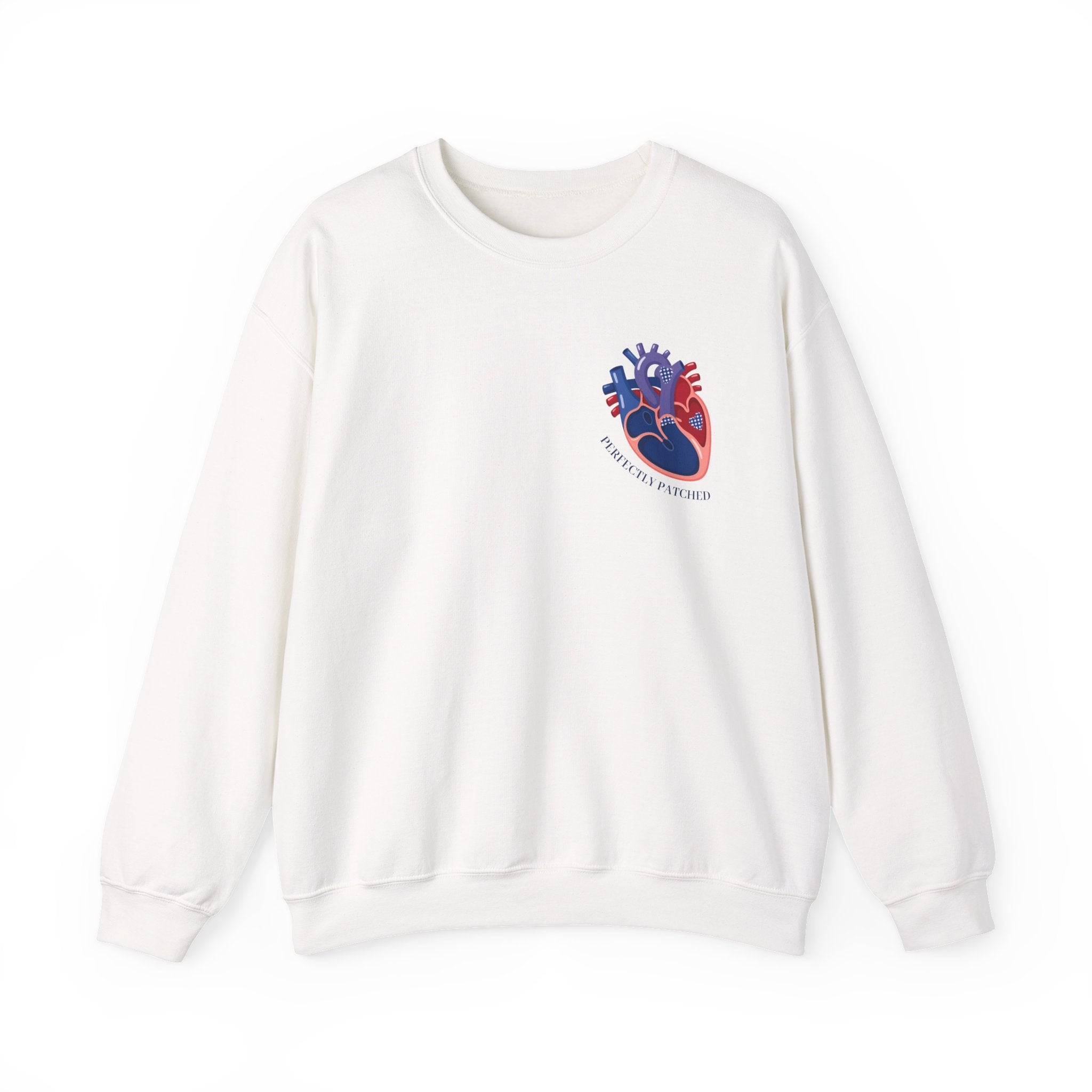 Anatomical Heart Crewneck Sweatshirt — Red & Blue Heart Design