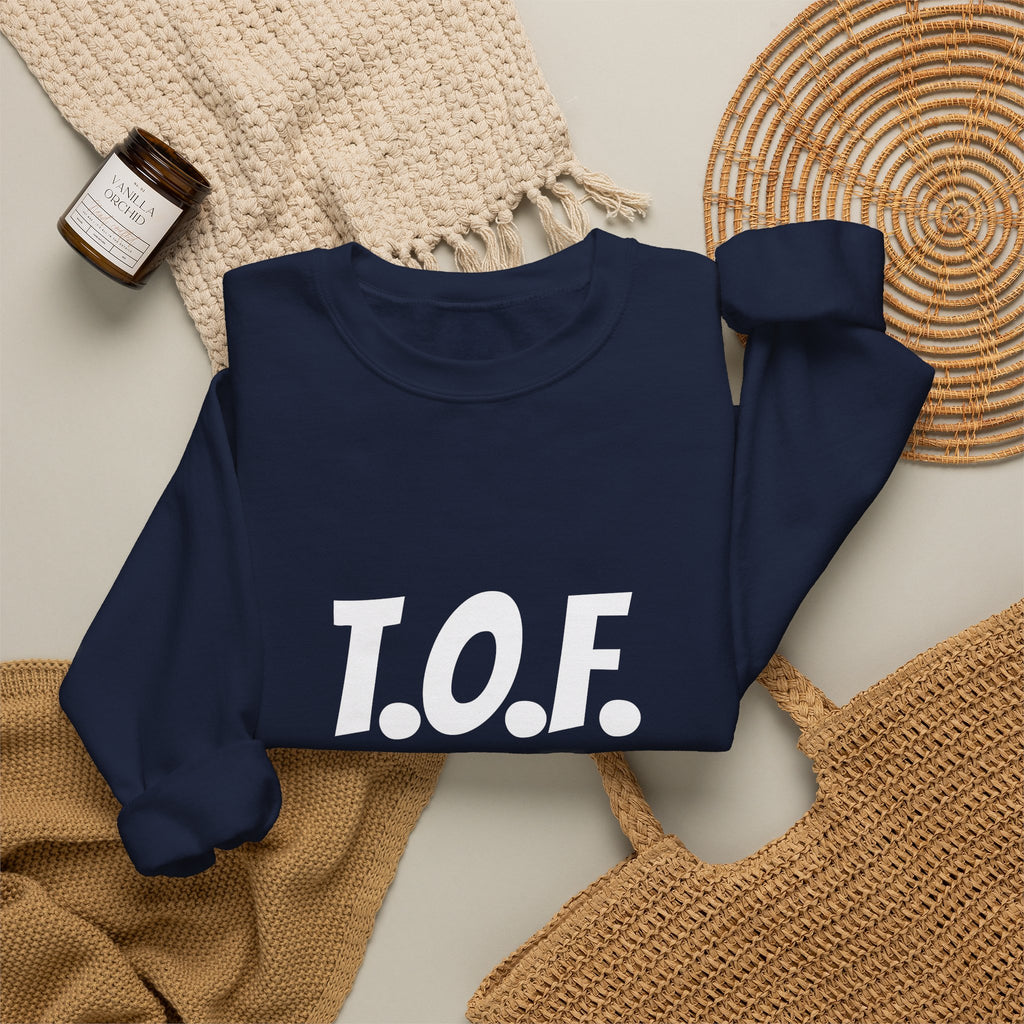 T.O.F. Tough Crewneck Sweatshirt — Minimal Heart Graphic