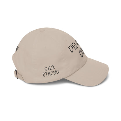 Delilah's Crew Embroidered Dad Cap — Personalized White Baseball Hat ("1 in 100" Back)