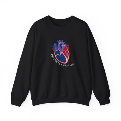 Crewneck Sweatshirt — 'Perfectly Patched' Anatomical Heart Graphic