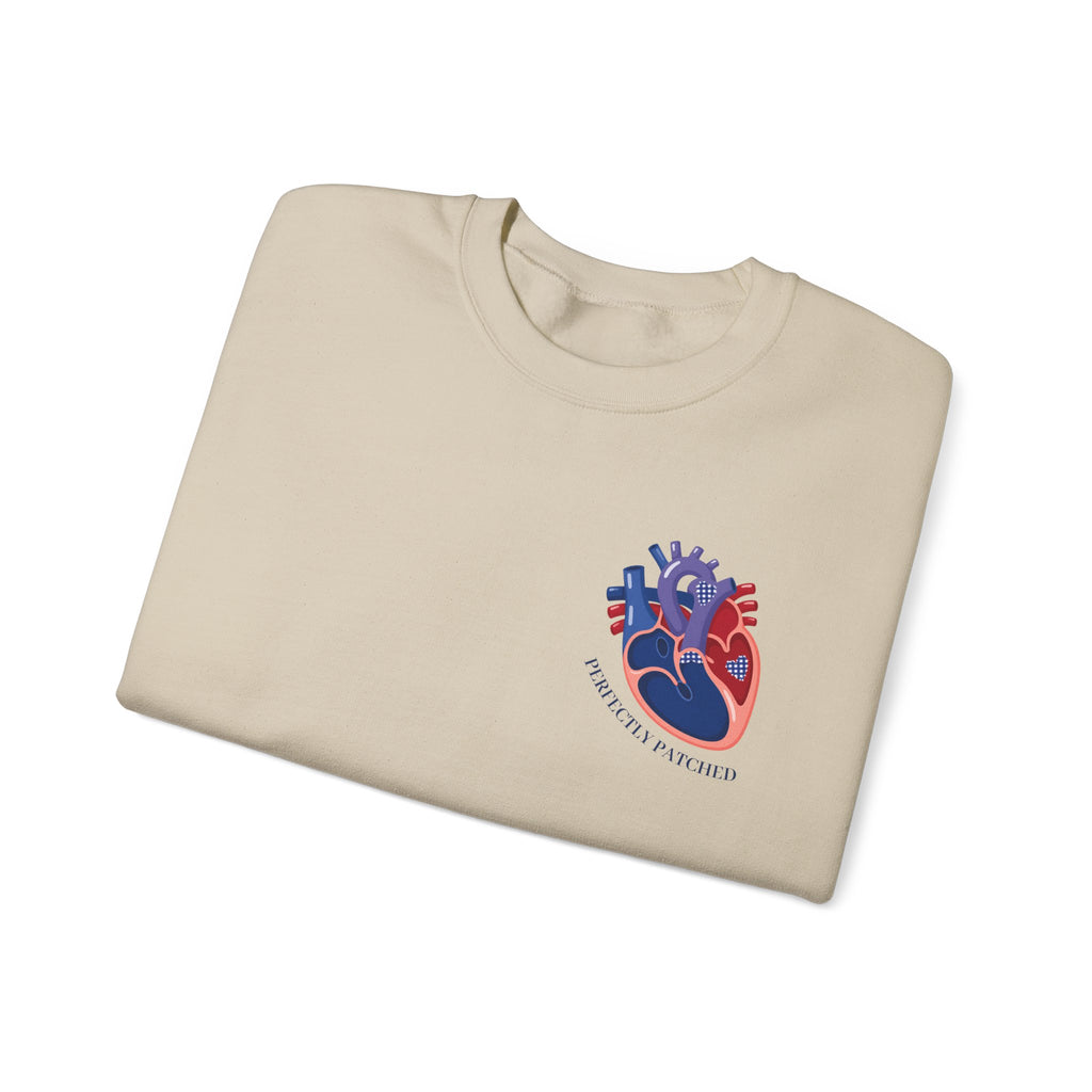 Anatomical Heart Crewneck Sweatshirt — Red & Blue Heart Design