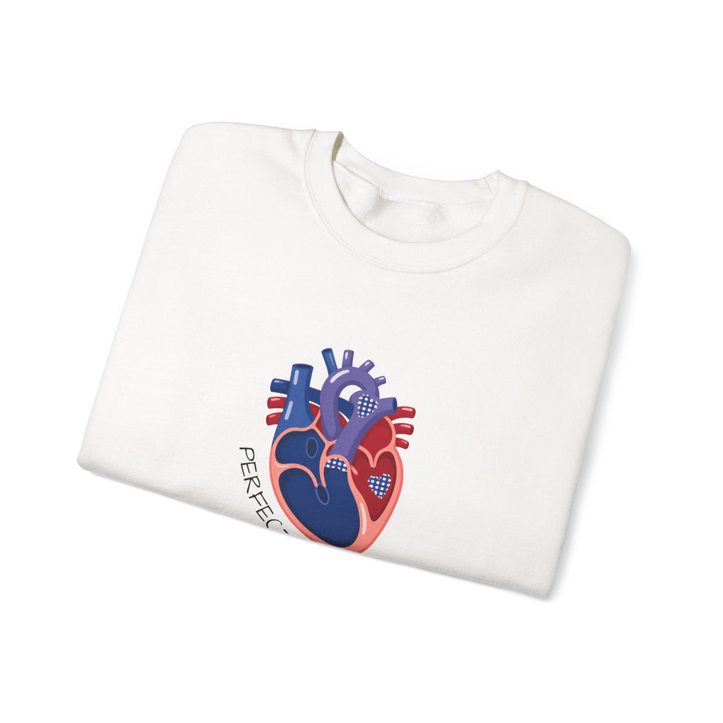 Crewneck Sweatshirt — 'Perfectly Patched' Anatomical Heart Graphic