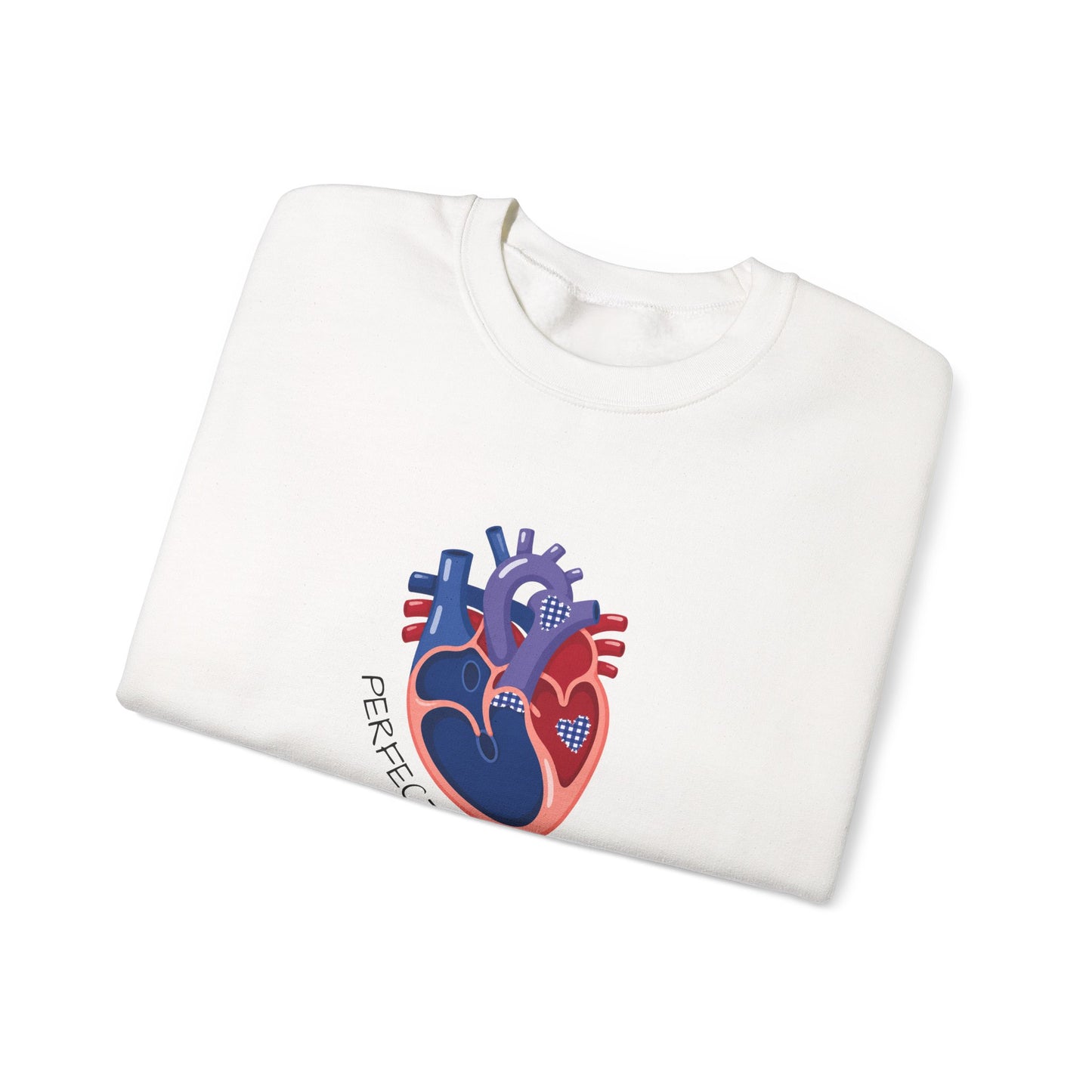 Crewneck Sweatshirt — 'Perfectly Patched' Anatomical Heart Graphic