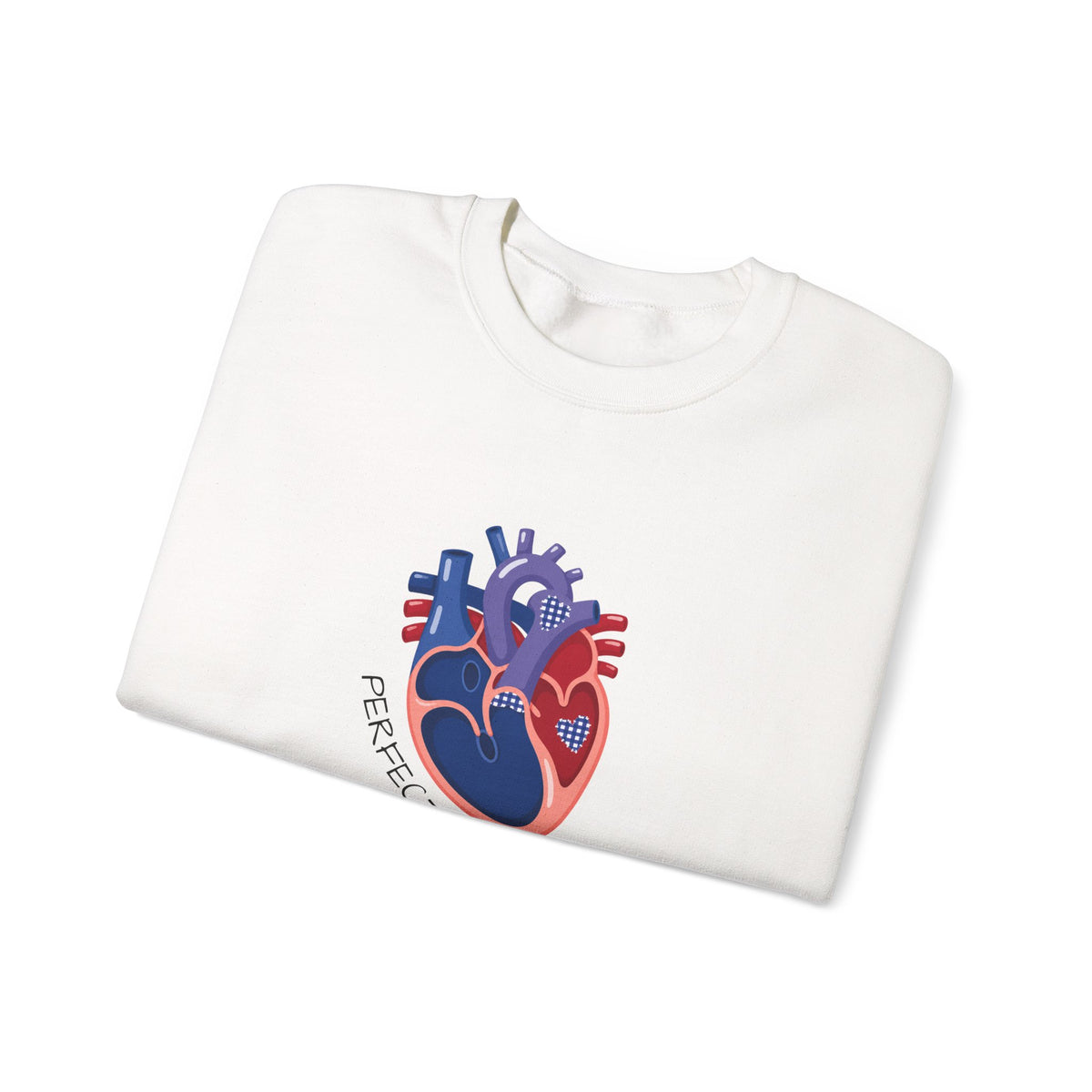 Crewneck Sweatshirt — 'Perfectly Patched' Anatomical Heart Graphic