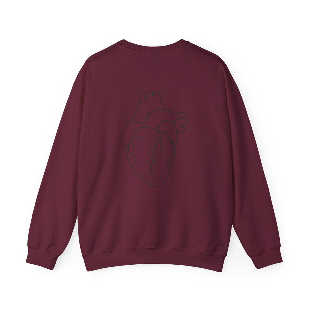 T.O.F. Tough Crewneck Sweatshirt — Minimal Heart Graphic