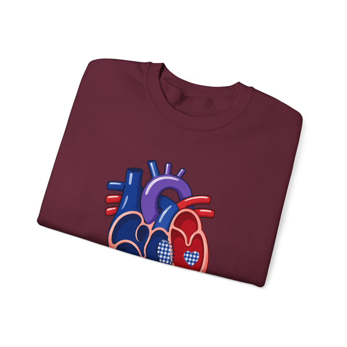 ASD Repair Heart Crewneck Sweatshirt — Autism Support Anatomical Heart Design